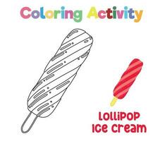 Coloring activity for children. Coloring ice cream. Educational printable coloring worksheet. Vector file.