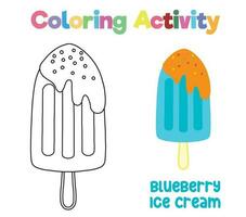 Coloring activity for children. Coloring ice cream. Educational printable coloring worksheet. Vector file.