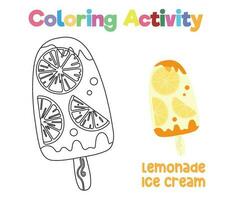 Coloring activity for children. Coloring ice cream. Educational printable coloring worksheet. Vector file.