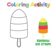 Coloring activity for children. Coloring ice cream. Educational printable coloring worksheet. Vector file.