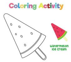 Coloring activity for children. Coloring ice cream. Educational printable coloring worksheet. Vector file.