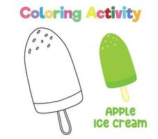colorante actividad para niños. colorante hielo crema. educativo imprimible colorante hoja de cálculo. vector archivo.