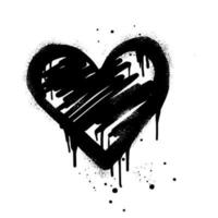 Signo de corazón de graffiti pintado con aerosol en negro sobre blanco. símbolo de goteo de corazón de amor. aislado sobre fondo blanco. ilustración vectorial vector