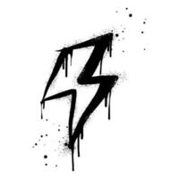 Spray painted graffiti Electric lightning flash, Lightning bolt in black over white. Drops of sprayed thunder bolt symbol. isolated on white background. vector illustration