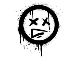 Anggry face emoticon character. Spray painted graffiti anger face in black over white. isolated on white background. vector illustration