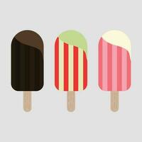 An illustration of three ice creams with different flavors. vector