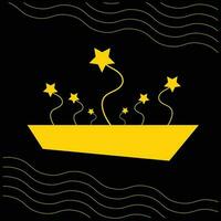 A yellow paper boat with stars on it vector