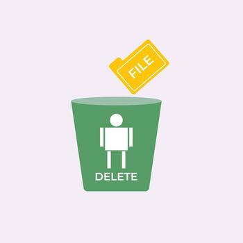 A green trash can with a rectangle that says delete. vector
