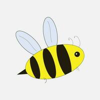 un dibujos animados dibujo de un volador abeja con azul rayas. vector