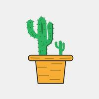 vector cactus cartoon icon illustration.