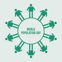 A circle with people holding hands that say world population day vector