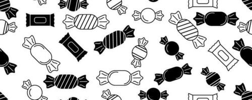 black white candy seamless pattern vector