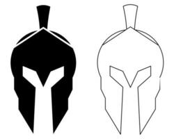 contorno silueta espartano casco icono conjunto aislado en blanco antecedentes vector
