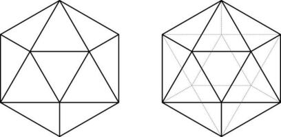 outline regular Icosahedron set vector