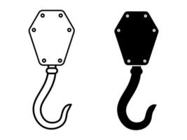 outline silhouette Crane hook icon set isolated on white background vector