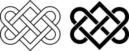 outline love celtic knot symbol set vector