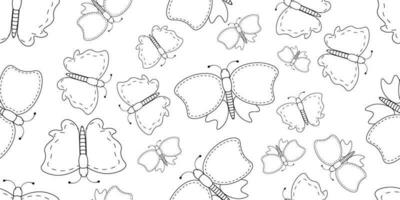 outline butterfly seamless pattern vector