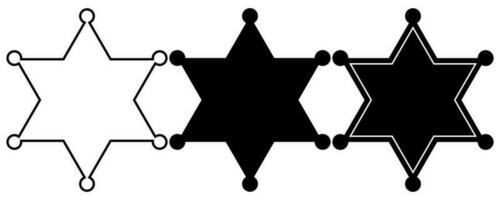 negro blanco alguacil estrella Insignia conjunto aislado en blanco antecedentes vector