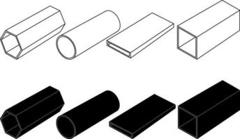 contorno silueta metalurgia producto icono conjunto vector