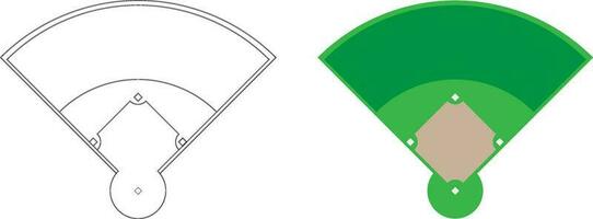 top view baseball field icon set vector