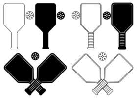 cross Pickleball paddle ball icon set vector