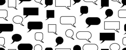 black white speech bubble seamless pattern vector