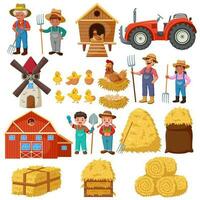 Set Of Various Farm Elements. Vector illustration