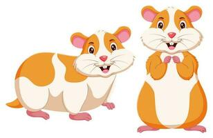 Cute cartoon hamster characters isolated on white background. Vector illustration