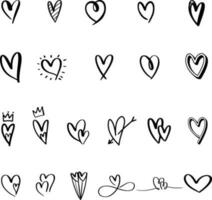 Heart doodles set. Hand drawn hearts collection. Romance and love illustrations vector