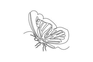continuo uno línea dibujo insectos concepto. soltero línea dibujar diseño vector gráfico ilustración.