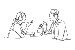 Single one line drawing podcast concept. Continuous line draw design graphic vector illustration.