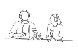 Single one line drawing podcast concept. Continuous line draw design graphic vector illustration.