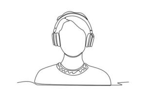 Single one line drawing podcast concept. Continuous line draw design graphic vector illustration.