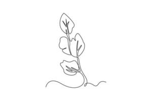 Single one line drawing plants and herbs concept. Continuous line draw design graphic vector illustration.