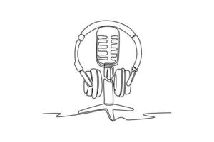 Single one line drawing podcast concept. Continuous line draw design graphic vector illustration.