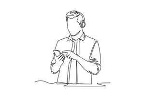 Single one line drawing podcast concept. Continuous line draw design graphic vector illustration.