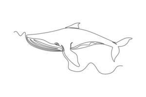 Single one line drawing mammal animal concept. Continuous line draw design graphic vector illustration.