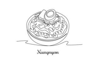 Continuous one line drawing Korean cuisine concept. Single line draw design vector graphic illustration.