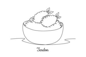 Continuous one line drawing Japanese food concept. Single line draw design vector graphic illustration.