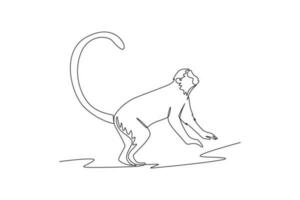 Single one line drawing mammal animal concept. Continuous line draw design graphic vector illustration.