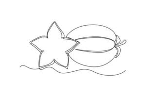 Single one line drawing fruits concept. Continuous line draw design graphic vector illustration.