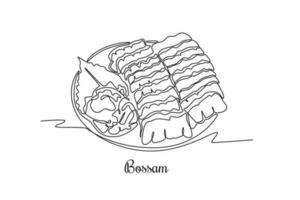 Continuous one line drawing Korean cuisine concept. Single line draw design vector graphic illustration.