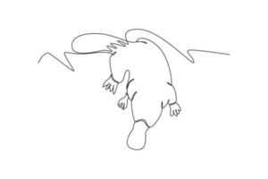 Single one line drawing mammal animal concept. Continuous line draw design graphic vector illustration.