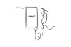 Single one line drawing podcast concept. Continuous line draw design graphic vector illustration.