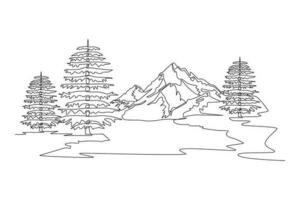 Single one line drawing Forest concept. Continuous line draw design graphic vector illustration.