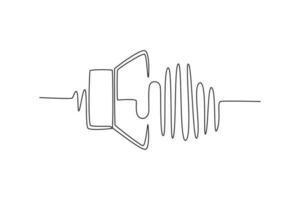 Single one line drawing Speech recognition device concept. Voiceover. Continuous line draw design graphic vector illustration.