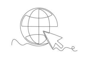Continuous one line drawing Search web concept. Single line draw design vector graphic illustration.