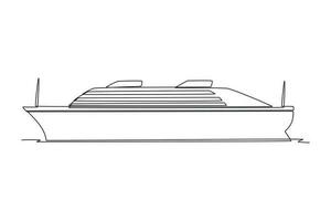 Continuous one line drawing Ocean travel transportation concept. Single line draw design vector graphic illustration.