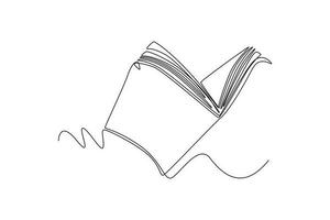 Single one line drawing Books and reading concept. Continuous line draw design graphic vector illustration.