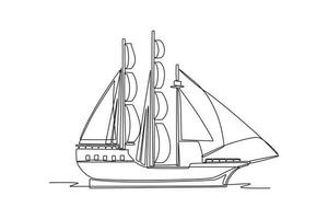Continuous one line drawing Ocean travel transportation concept. Single line draw design vector graphic illustration.